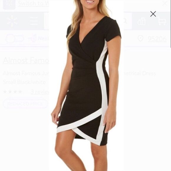Almost Famous | Asymmetrical Dress - Black & White Size Small - Picture 1 of 10